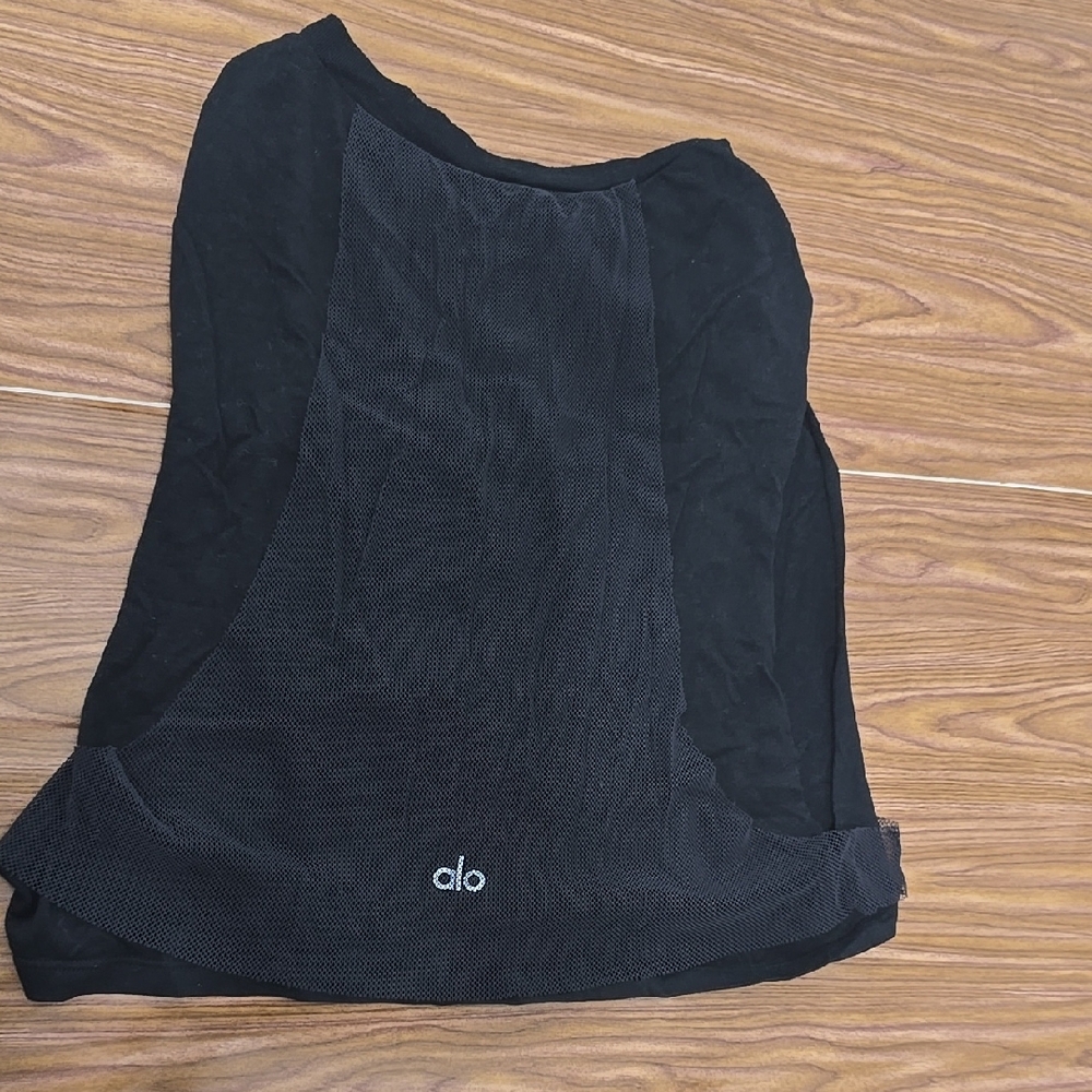 ALO Yoga Black Mesh Panel Top